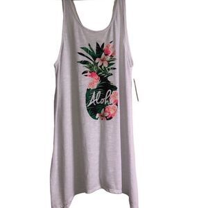 Arizona Jeans coverup Large floral tropical asymmetrical hem crisscross back NWT
